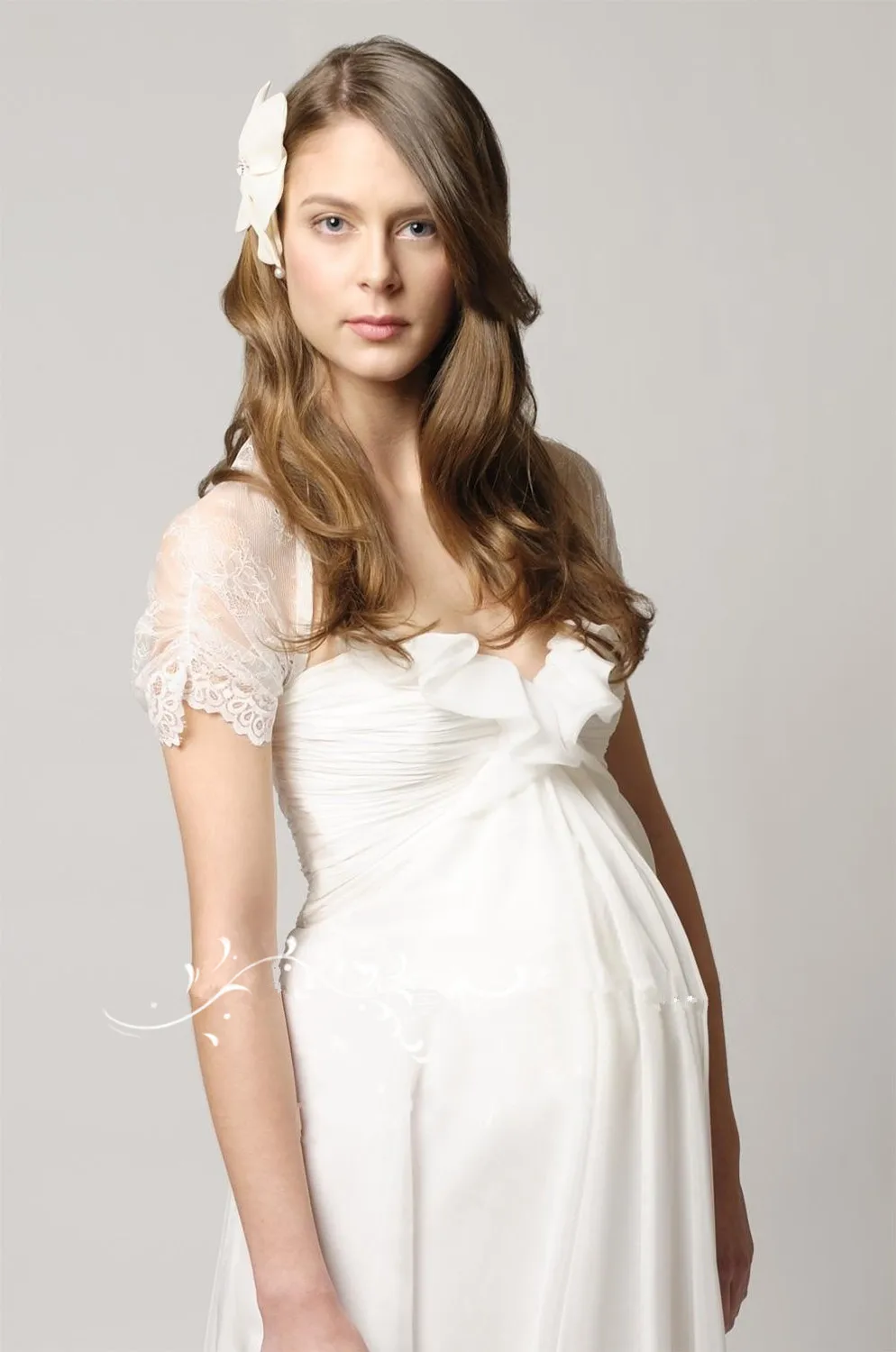 2022 Pregnant Brides V-Neck Lace bridal gown Short Sleeve Floor Length With Ruffles mother of the bride dresses with lace jacket
2022 Pregnant Brides V-Neck Lace bridal gown Short Sleeve Floor Length With Ruffles mother of the bride dresses with lace jacket