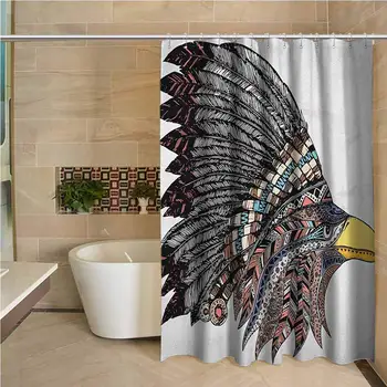 Eagle Precision Custom Shower Curtain Tribal Culture Inspired Hand Drawn Eagle in Feathered Designed Headdress Hippie Style
Eagle Precision Custom Shower Curtain Tribal Culture Inspired Hand Drawn Eagle in Feathered Designed Headdress Hippie Style
