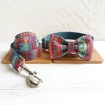 Designer Dog Collar Personalized MAYA Pattern Bow Dog Collar with Leash Set Adjustable Nylon DIY Pet Collar with Metal Hardwares
Designer Dog Collar Personalized MAYA Pattern Bow Dog Collar with Leash Set Adjustable Nylon DIY Pet Collar with Metal Hardwares