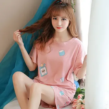 Korean Style New Products Crew Neck Short Sleeve Pajamas Women's Summer Cartoon Cute Bottle Plus-sized Women's Home Wear Two-Pie
Korean Style New Products Crew Neck Short Sleeve Pajamas Women's Summer Cartoon Cute Bottle Plus-sized Women's Home Wear Two-Pie