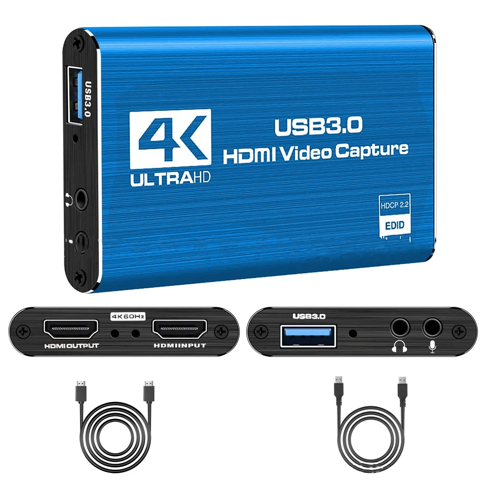 4K HDMI-совместимая карта видеозахвата USB 3 0 1080P 60fps HD видеозаписывающее устройство