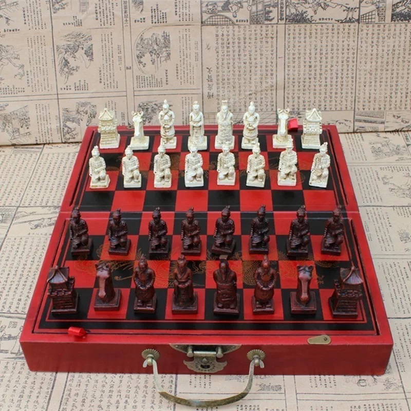 Antique Chess Medium Terracotta Chess Pieces Antique Wooden Folding Chess Board Three-dimensional Character Entertainment
Antique Chess Medium Terracotta Chess Pieces Antique Wooden Folding Chess Board Three-dimensional Character Entertainment