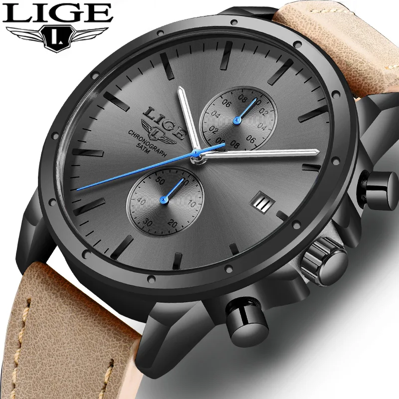 LIGE Mens Watches Top Luxury Brand Waterproof Sports Wrist Watch Men Chronograph Quartz Clock Genuine Leather Relogio Masculino
LIGE Mens Watches Top Luxury Brand Waterproof Sports Wrist Watch Men Chronograph Quartz Clock Genuine Leather Relogio Masculino