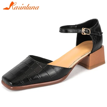 KARINLUNA 2020 New Lady Square Toe Med Heel Sandals Brand Genuine Leather Date Sandals Women Summer Plaid Fretwork Shoes Woman
KARINLUNA 2020 New Lady Square Toe Med Heel Sandals Brand Genuine Leather Date Sandals Women Summer Plaid Fretwork Shoes Woman