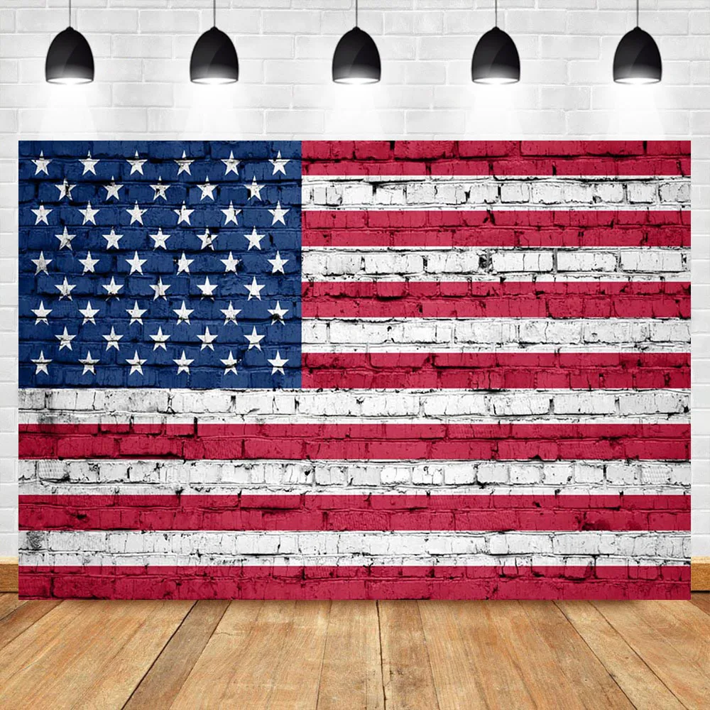 Фото Фотофон NeoBack с американским флагом кирпичной стеной День - купить