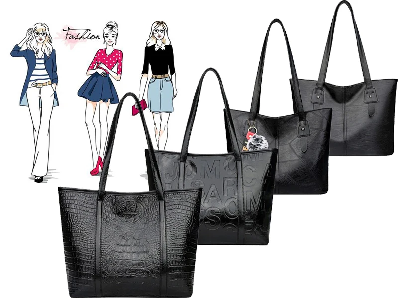 Women's bag large-capacity crocodile pattern handbag new design lady shoulder bag black main Hdfa2a3e150ea4d459e7ef2bc98ec93f9y - Women's bag large-capacity crocodile pattern handbag new design lady shoulder bag black main