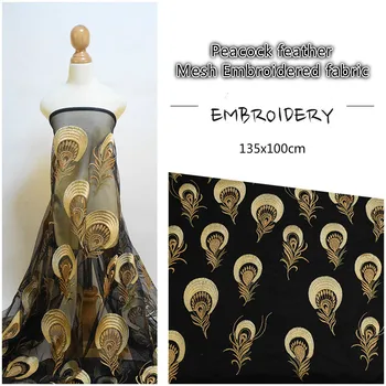 Peacock feather Mesh Embroidered fabric Patchwork Lace cloth Flat Embroidery clothing material DIY sewing for dress coat curtain 
Peacock feather Mesh Embroidered fabric Patchwork Lace cloth Flat Embroidery clothing material DIY sewing for dress coat curtain