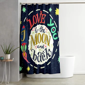 Rocket Lettered Printing Shower Curtain Waterproof Fabric Washable Household Simple Hook Accessories
Rocket Lettered Printing Shower Curtain Waterproof Fabric Washable Household Simple Hook Accessories