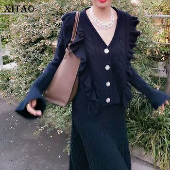 XITAO Two Piece Set Women Fashion Single Ruffle Single Breast Top Elegant Small Fresh Knitted Pleated Casual Skirt GCC2869
XITAO Two Piece Set Women Fashion Single Ruffle Single Breast Top Elegant Small Fresh Knitted Pleated Casual Skirt GCC2869