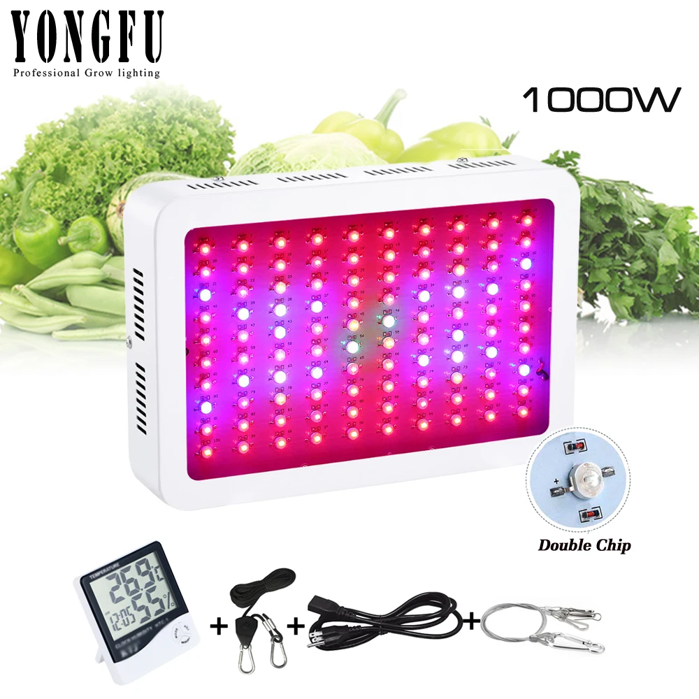 1000W 100Leds High Power Double Chip Full Spectrum LED Grow Light For Indoor Plants Grow and VEG Flower Phrase Very High Yield
1000W 100Leds High Power Double Chip Full Spectrum LED Grow Light For Indoor Plants Grow and VEG Flower Phrase Very High Yield