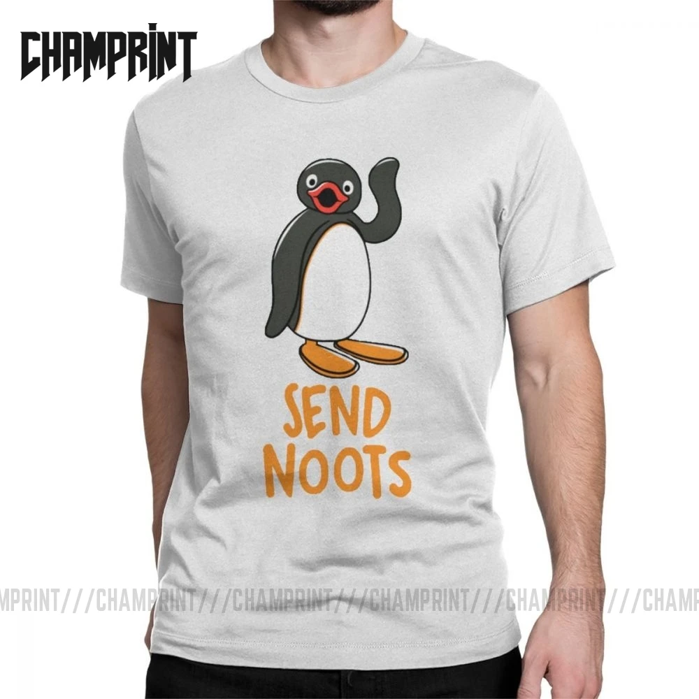Отправить Noots Pingu футболки мужские хлопковые с изображением пингвина серии мем