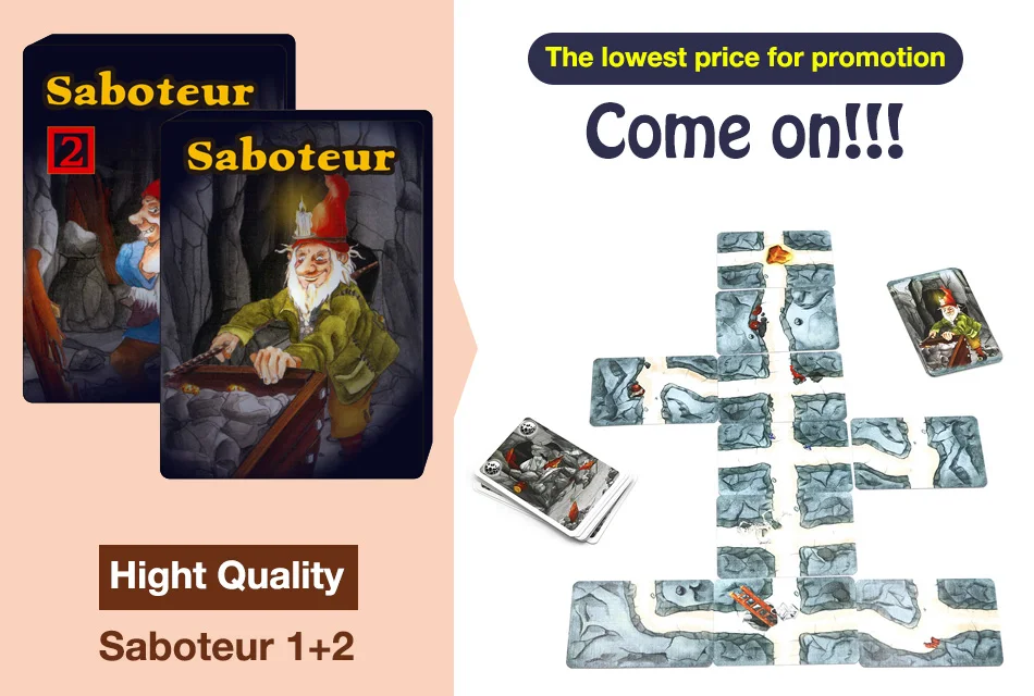 2020 Saboteur 1 2 Board Games with Expansion High Quality Dwarf Miner Jeu De Family Party Fun Card Game
2020 Saboteur 1 2 Board Games with Expansion High Quality Dwarf Miner Jeu De Family Party Fun Card Game