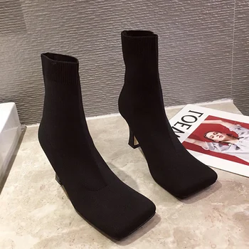 Winter 2020 Spring Trending Women Stretch Fabric 7cm High Heels Sock Boots Autumn Female Yarn Elastic knitting Ankle Boots Shoes
Winter 2020 Spring Trending Women Stretch Fabric 7cm High Heels Sock Boots Autumn Female Yarn Elastic knitting Ankle Boots Shoes