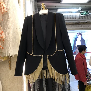2020 Spring New Metal Chain Tassel Blazer Women Fashion Ol Small Suit Jacket Women's Etiquette Performance Clothing Jacket Coat
2020 Spring New Metal Chain Tassel Blazer Women Fashion Ol Small Suit Jacket Women's Etiquette Performance Clothing Jacket Coat