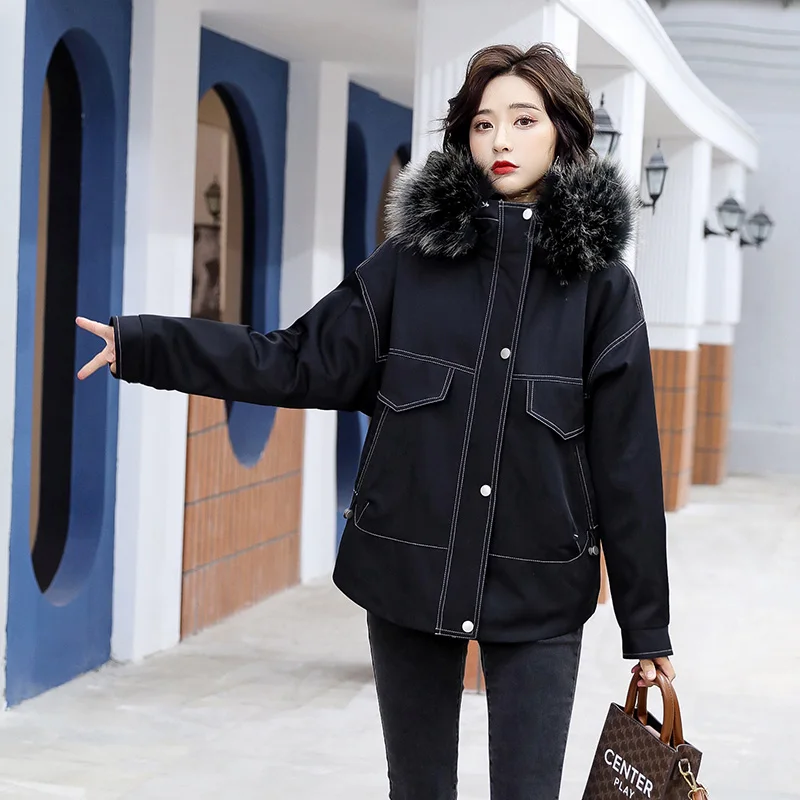 Winter Black Parka Coat Women With Hat Wool Inner Casual Style Elegant Ladies Fashion Jacket
Winter Black Parka Coat Women With Hat Wool Inner Casual Style Elegant Ladies Fashion Jacket