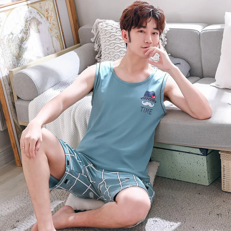 Pajama Set Men Newest Summer Cotton Men's Vest Pajamas Cartoon Casual Plus Size L-3XL Sleepwear Homewear Pyjama Homme Sleep Tops
Pajama Set Men Newest Summer Cotton Men's Vest Pajamas Cartoon Casual Plus Size L-3XL Sleepwear Homewear Pyjama Homme Sleep Tops