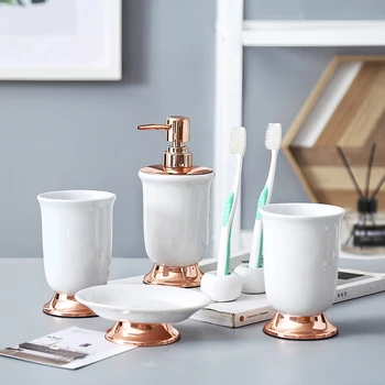 Ceramic Washing Set Northern European-Style Sanitary Ware Five-Piece Bathroom Washed Creative Set Light Luxury Home
Ceramic Washing Set Northern European-Style Sanitary Ware Five-Piece Bathroom Washed Creative Set Light Luxury Home