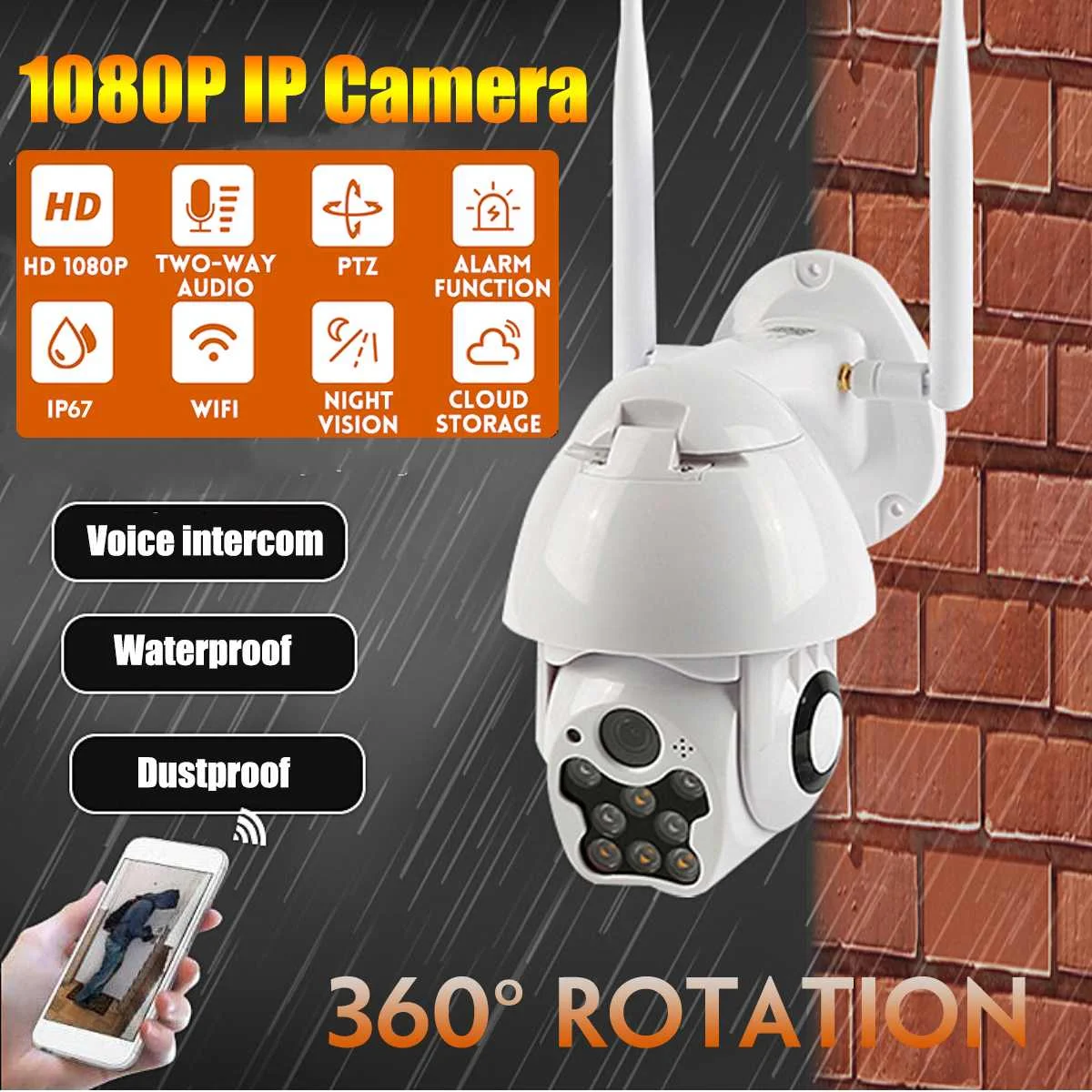 Wireless Dome Camera 1080P WIFI IP Camera Infrared Night Vision Outdoor Waterproof 360 Degree Security HD surveillance camera
Wireless Dome Camera 1080P WIFI IP Camera Infrared Night Vision Outdoor Waterproof 360 Degree Security HD surveillance camera