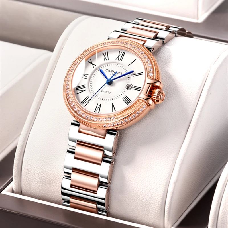 

Reloj Mujer Switzerland CARNIVAL Brand Watches Ladies Fashion Waterproof Luxury Casual Quartz Wristwatch Women 2020 Montre Femme