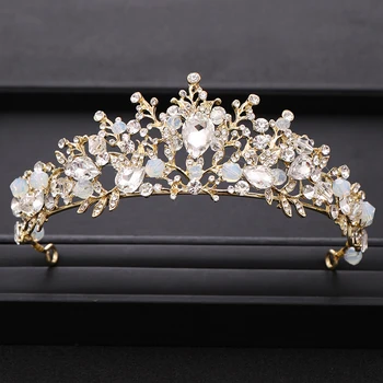 Trendy Handmade Beading Crystal Gold Wedding Crown Princess Taira Headpiece Dress Bridal Hair Accessories Wedding Hair Jewelry 
Trendy Handmade Beading Crystal Gold Wedding Crown Princess Taira Headpiece Dress Bridal Hair Accessories Wedding Hair Jewelry