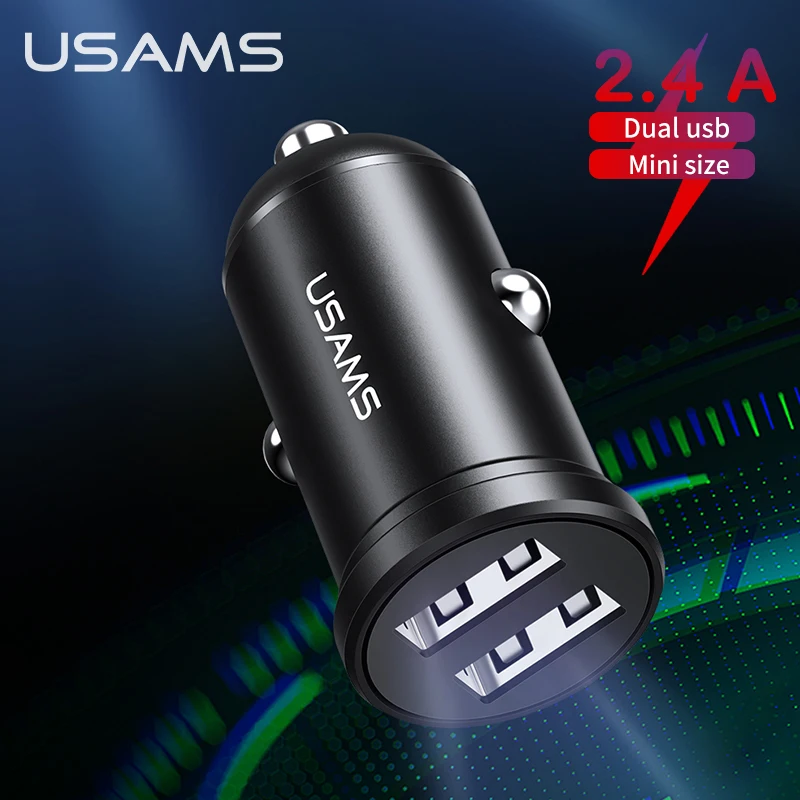 USAMS Мини Автомобильное зарядное устройство двойной USB быстрая зарядка