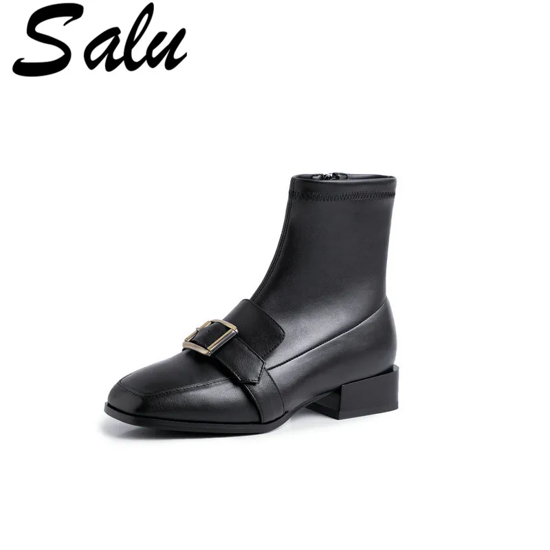 Salu Fashion Punk square Toe Med Heels Women Ankle Boots Autumn Winter New Genuine Leather Party Chelsea Motorcycle Boots
Salu Fashion Punk square Toe Med Heels Women Ankle Boots Autumn Winter New Genuine Leather Party Chelsea Motorcycle Boots