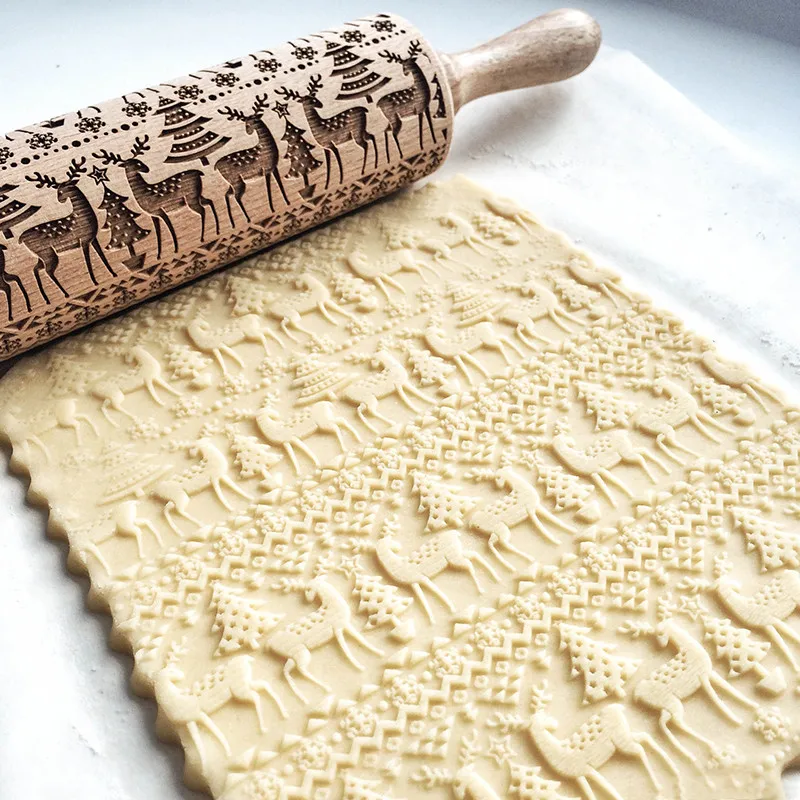 Christmas Wooden Rolling Pins Engraved Embossing Rolling Pin with Christmas Symbols for Baking Embossed Cookies
Christmas Wooden Rolling Pins Engraved Embossing Rolling Pin with Christmas Symbols for Baking Embossed Cookies