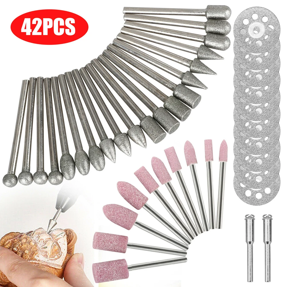 42pcs Diamond Rotary Bits Set Drill Bits Kit For Grinding Sanding Polishing Cutting Stone Tile Glass Disc Abrasive Tools
42pcs Diamond Rotary Bits Set Drill Bits Kit For Grinding Sanding Polishing Cutting Stone Tile Glass Disc Abrasive Tools