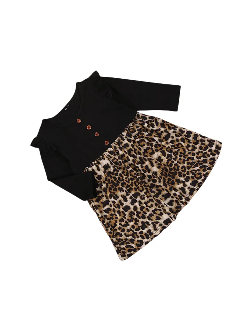 Infant Patchwork Dress, Toddler Long Sleeve Round Neck Decorative Button Ruffle Leopard One-piece
Infant Patchwork Dress, Toddler Long Sleeve Round Neck Decorative Button Ruffle Leopard One-piece