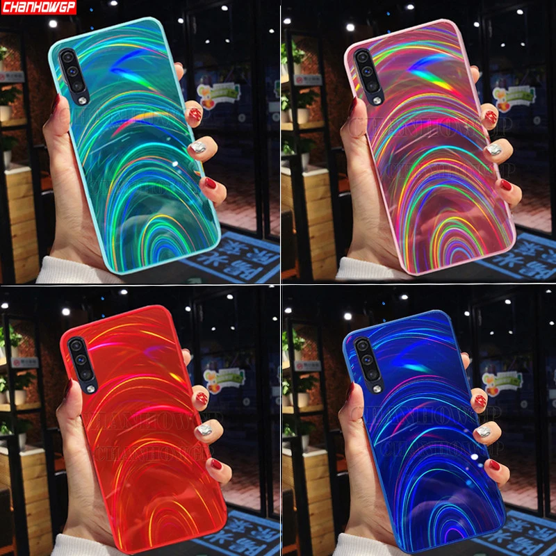 Градиентный Радужный лазерный чехол для Samsung Galaxy A50 мягкий A30 A70 A20 A10 A305 A505