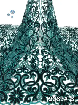 African Velvet Lace Fabric 2019 High Quality green Lace Fabrics with Sequins French Mesh Lace for Party
African Velvet Lace Fabric 2019 High Quality green Lace Fabrics with Sequins French Mesh Lace for Party