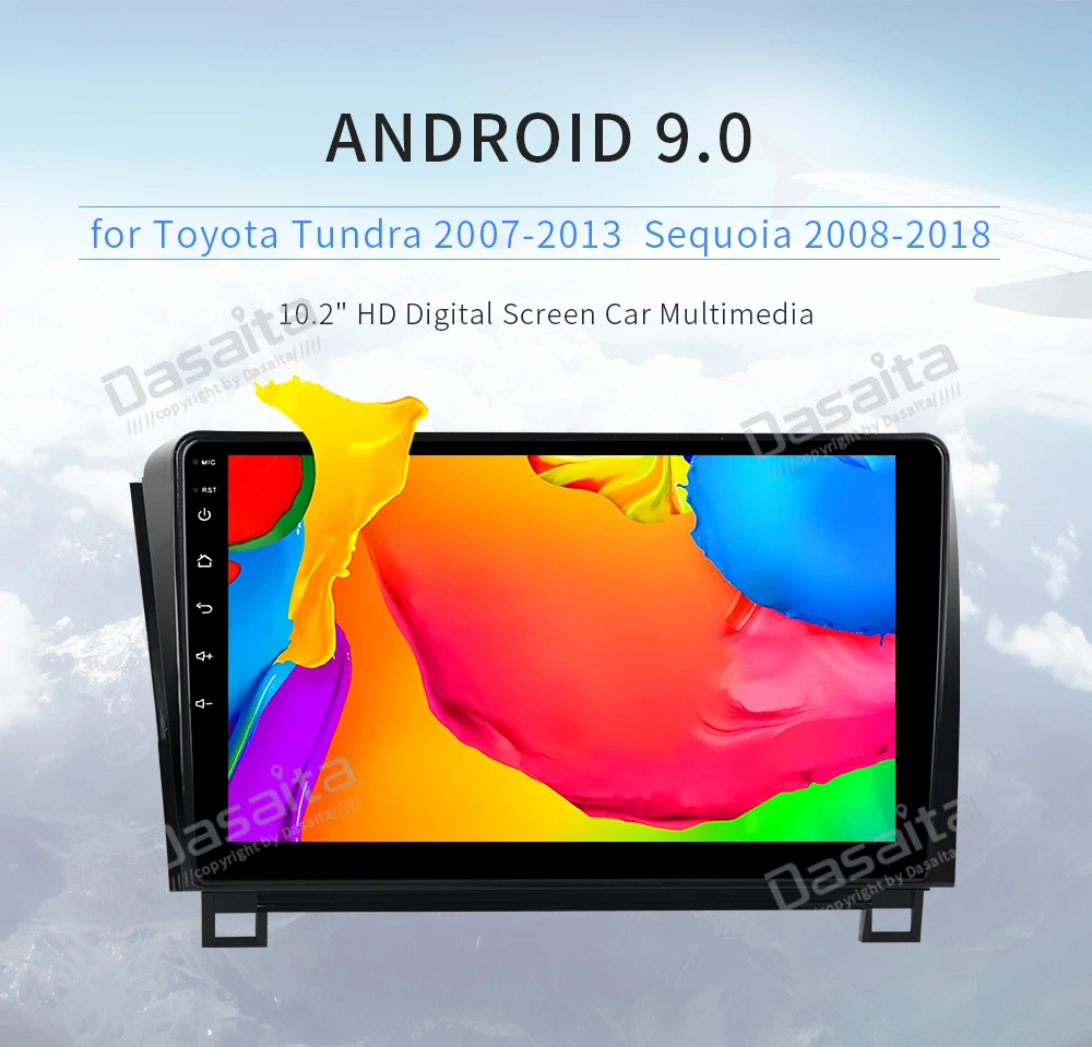 Flash Deal Dasaita Car 1 din Android 9.0 Radio For Toyota Tundra 2007-2013 GPS Sequoia 2008-2018 TDA7850 1080P Video 10.2" IPS Touch Screen 9