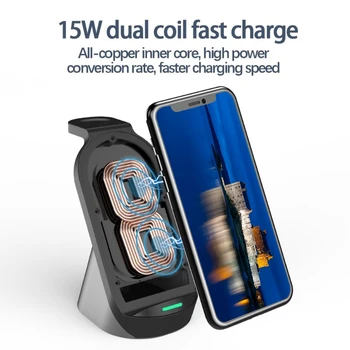 3 in 1 Smart Wireless Charger 15W High Power Fast Charging Current Protection Function for Apple Phone Watch Headset
3 in 1 Smart Wireless Charger 15W High Power Fast Charging Current Protection Function for Apple Phone Watch Headset