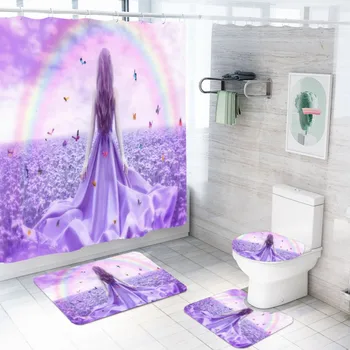 Beauty Flower Butterfly Bath Curtains Set with Hooks 4Pcs Rainbow Polyester Shower Curtain Bathroom Rug Carpet Toilet Cover Set
Beauty Flower Butterfly Bath Curtains Set with Hooks 4Pcs Rainbow Polyester Shower Curtain Bathroom Rug Carpet Toilet Cover Set