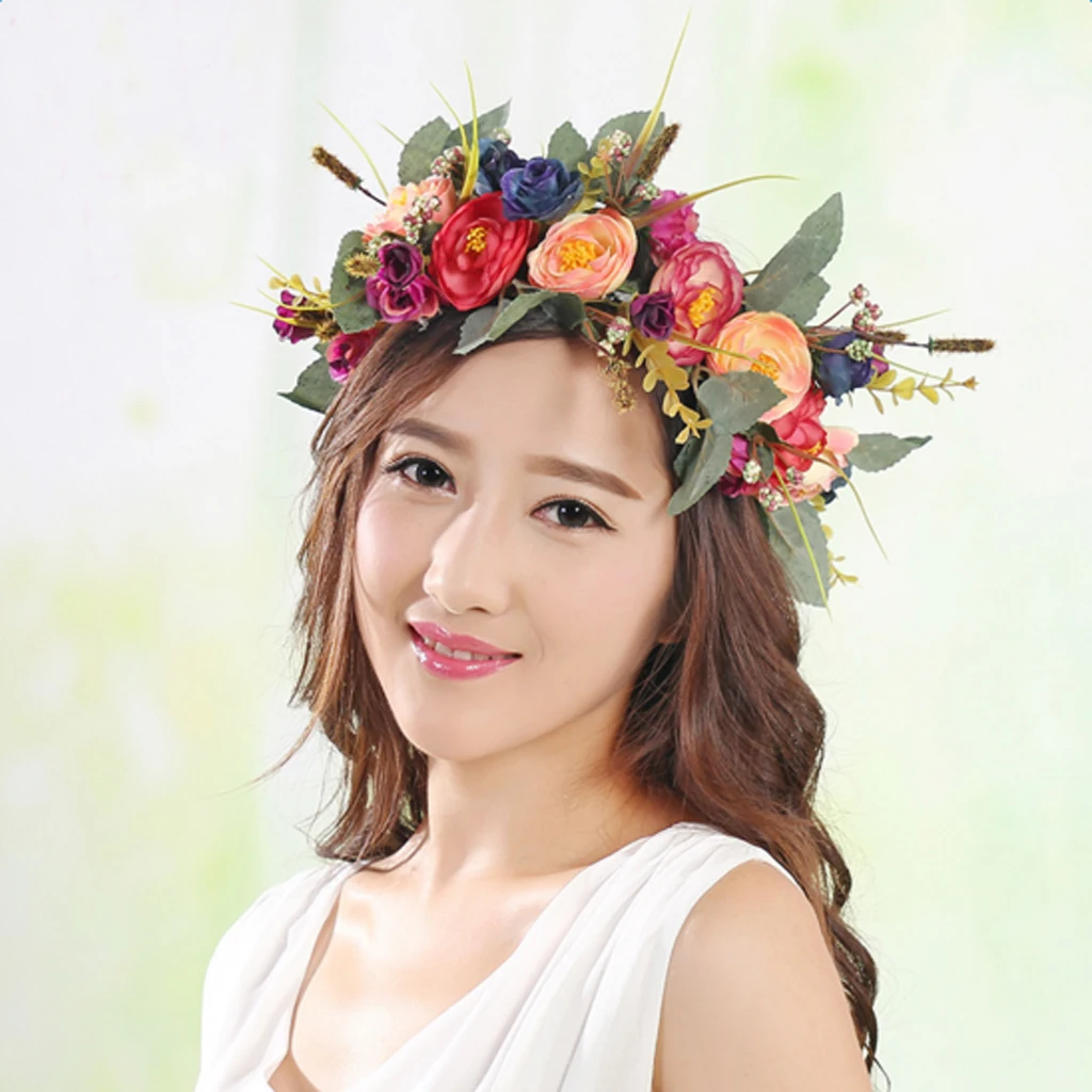 Elegant Women Girls Colorful Flower Cluster Hair Band Headwear Summer Beach photography Elegant Women Girls Colorful Flower Cluster Hair Band Headwear Summer Beach photography