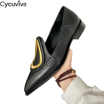 Real Leather Women Loafers Flat Shoes Woman Metal Decor Black Brand Formal Dress Shoes Pointed Toe Comfort Casual Shoes Woman
Real Leather Women Loafers Flat Shoes Woman Metal Decor Black Brand Formal Dress Shoes Pointed Toe Comfort Casual Shoes Woman