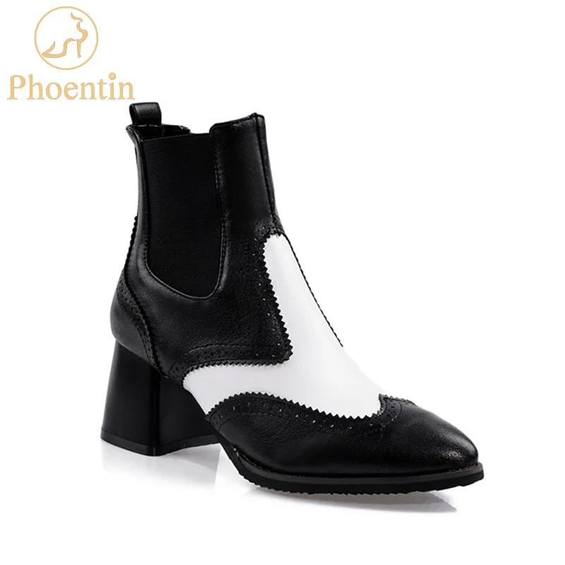 Phoentin chunky boots punk black & white mixed color chelsea boots women pointed toe PU leather large size shoes size 48 FT776
Phoentin chunky boots punk black & white mixed color chelsea boots women pointed toe PU leather large size shoes size 48 FT776
