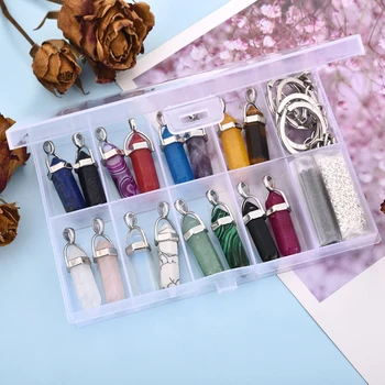 1 Set Natural Stone Pillar Crystal Charms Pendants With Chains Jewelry Making Kits For DIY Necklace Keychain Handmade Findings
1 Set Natural Stone Pillar Crystal Charms Pendants With Chains Jewelry Making Kits For DIY Necklace Keychain Handmade Findings