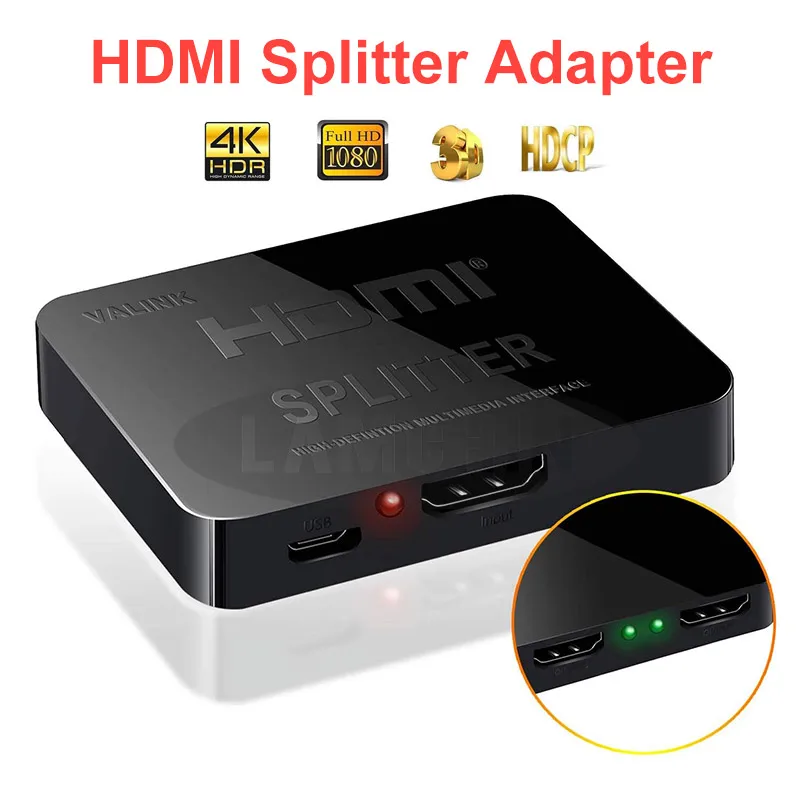 1080P 1 in 2 Out HDMI Splitter Adapter Conversion Head Adapter 2 Port Repeater Amplifier Hub 3D HDMI Splitter for PC Laptop
1080P 1 in 2 Out HDMI Splitter Adapter Conversion Head Adapter 2 Port Repeater Amplifier Hub 3D HDMI Splitter for PC Laptop