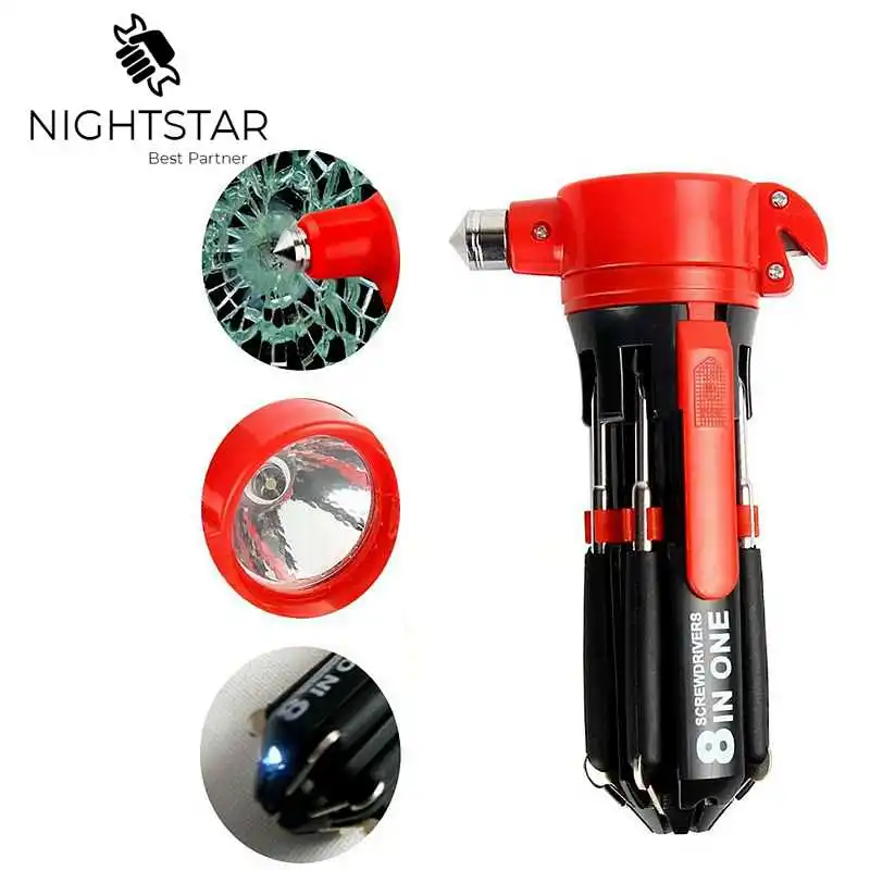 8 In 1 Slotted Screwdriver Hammer Precision with LED Light Folding Screwdriver Bits Multitool Household Repair Tool Phillips
8 In 1 Slotted Screwdriver Hammer Precision with LED Light Folding Screwdriver Bits Multitool Household Repair Tool Phillips