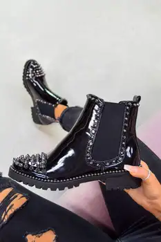 New Winter Punk Rivet Boots Women Round Head Toe Leather Booties Studded Thick Low Heels Chelsea Ankle Plush Botas De Mujer
New Winter Punk Rivet Boots Women Round Head Toe Leather Booties Studded Thick Low Heels Chelsea Ankle Plush Botas De Mujer