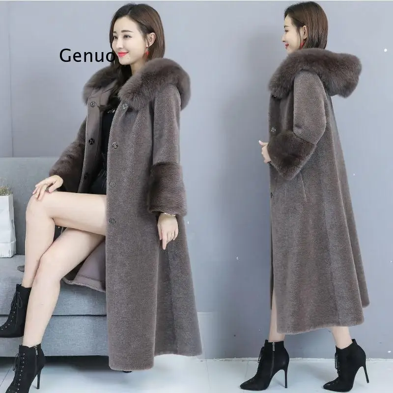 Женская однобортная теплая меховая куртка, Офисная модная зимняя куртка из искусственного меха с капюшоном, с широкой талией
Женская однобортная теплая меховая куртка, Офисная модная зимняя куртка из искусственного меха с капюшоном, с широкой талией