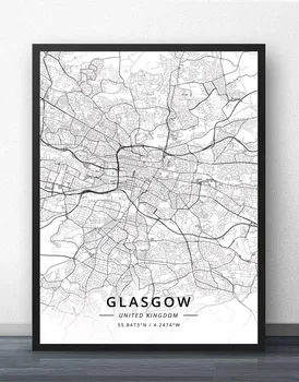 

GX1096 Glasgow Halifax United Kingdom Travel City Map Canvas Painting Poster Prints Canvas Wall Picture For Home Room Decor