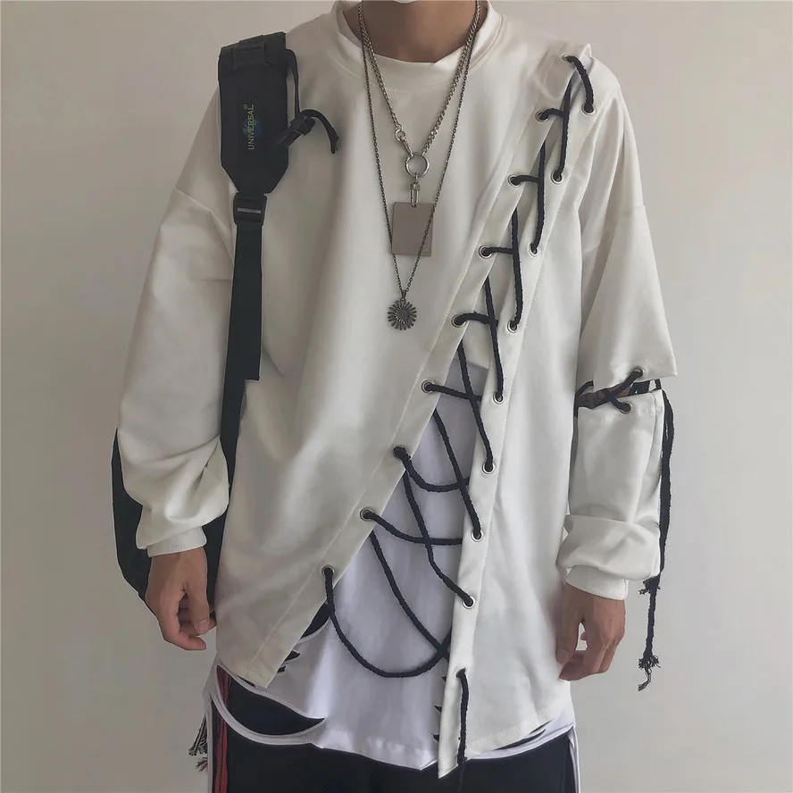 String Lace-Up Hollow Punk Hip Hop T Shirt Tee T-Shirt Top Harajuku Streetwear Korean Women Man Long Sleeve Solid Pullover Loose
String Lace-Up Hollow Punk Hip Hop T Shirt Tee T-Shirt Top Harajuku Streetwear Korean Women Man Long Sleeve Solid Pullover Loose