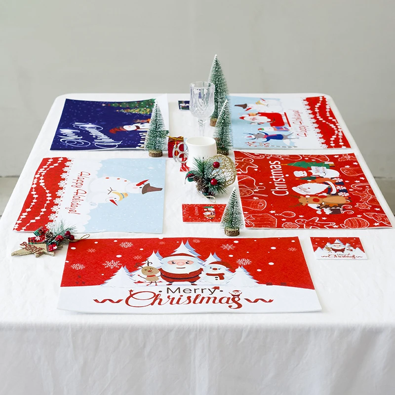 Christmas Table Placemat with Coasters Sets Western Dining Room Decorative Napkins Kitchen Table Mat Felt Knife and Fork Mat
Christmas Table Placemat with Coasters Sets Western Dining Room Decorative Napkins Kitchen Table Mat Felt Knife and Fork Mat