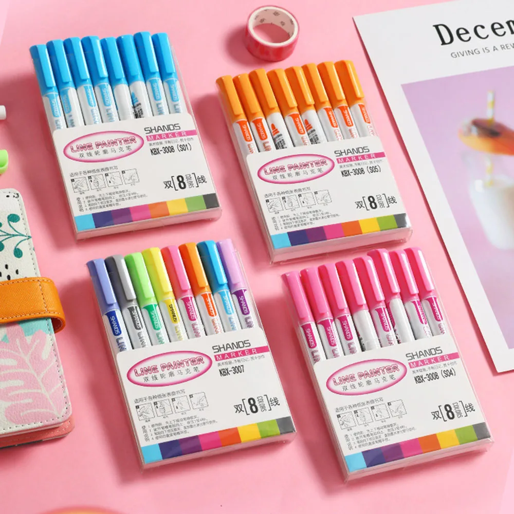 8/12pc/set Double Line Outline Pen Glitter Color Highlighters Marker Metal Color Pen Handwriting Pen Color Fluorescent Marker
8/12pc/set Double Line Outline Pen Glitter Color Highlighters Marker Metal Color Pen Handwriting Pen Color Fluorescent Marker