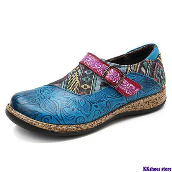 Retro Buckle Strap Genuine Leather Splicing Jacquard Pattern Soft Hook Loop Zipper Vintage Comfortable Flat Shoes New
Retro Buckle Strap Genuine Leather Splicing Jacquard Pattern Soft Hook Loop Zipper Vintage Comfortable Flat Shoes New