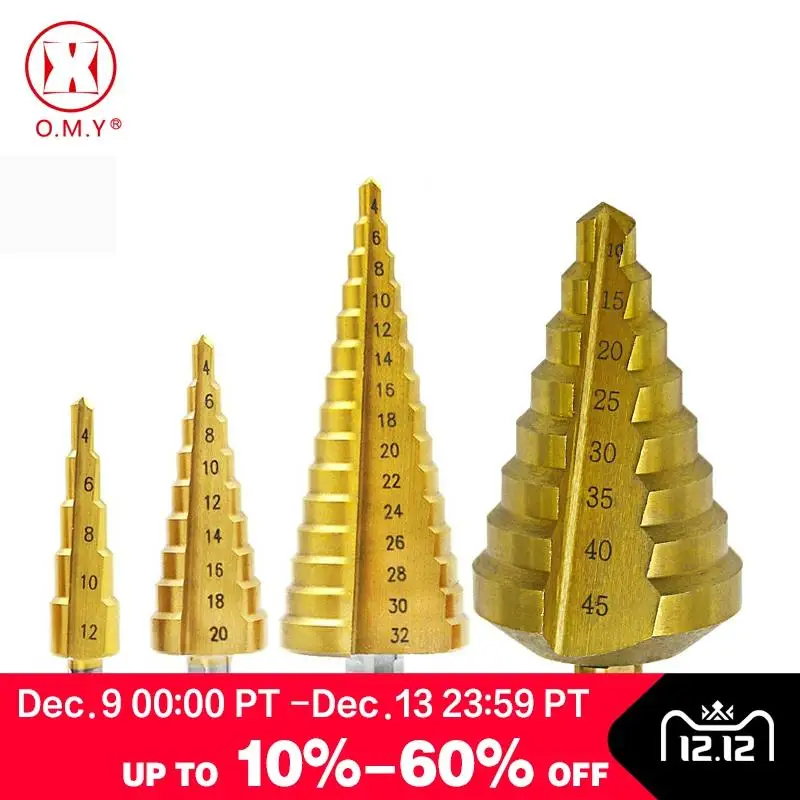 Step Drill Bit HSS Steel Cone Titanium Coated Woodworking Drill Bits Tool Set Hole Cutter 4-12 4-20 4-32 10-45mm Center Punch
Step Drill Bit HSS Steel Cone Titanium Coated Woodworking Drill Bits Tool Set Hole Cutter 4-12 4-20 4-32 10-45mm Center Punch