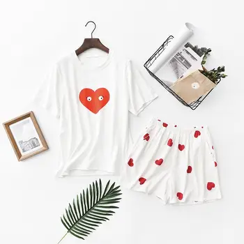 Pajamas Women Summer Korean version of Cotton Round Neck Short Sleeve Shorts Cute 2-piece home service can be worn outside
Pajamas Women Summer Korean version of Cotton Round Neck Short Sleeve Shorts Cute 2-piece home service can be worn outside
