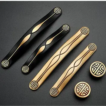 Solid copper new Chinese drawer round handle wardrobe long handle white furniture black gold handle
Solid copper new Chinese drawer round handle wardrobe long handle white furniture black gold handle